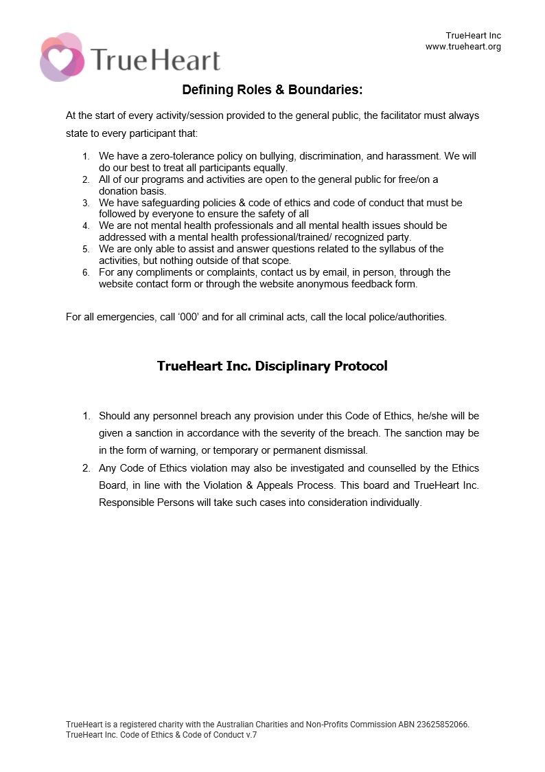 Code of Ethics and Code of Conduct Page 6 of 6
