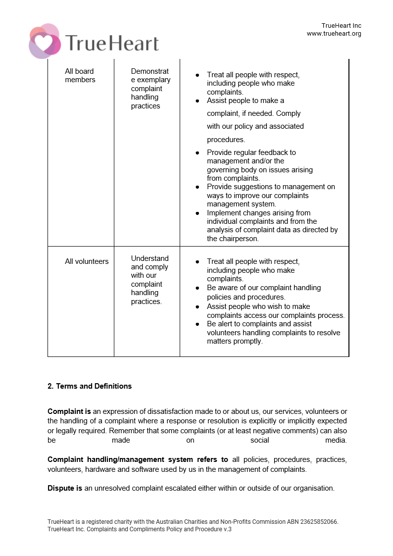 Complaints and Compliments Policy and Procedure Page 2 of 11