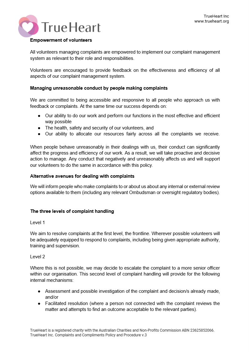 Complaints and Compliments Policy and Procedure Page 6 of 11