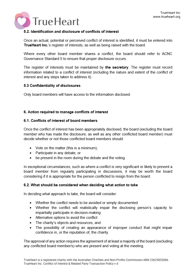 Conflict of Interest and Related Party Transaction Policy Page 3 of 5