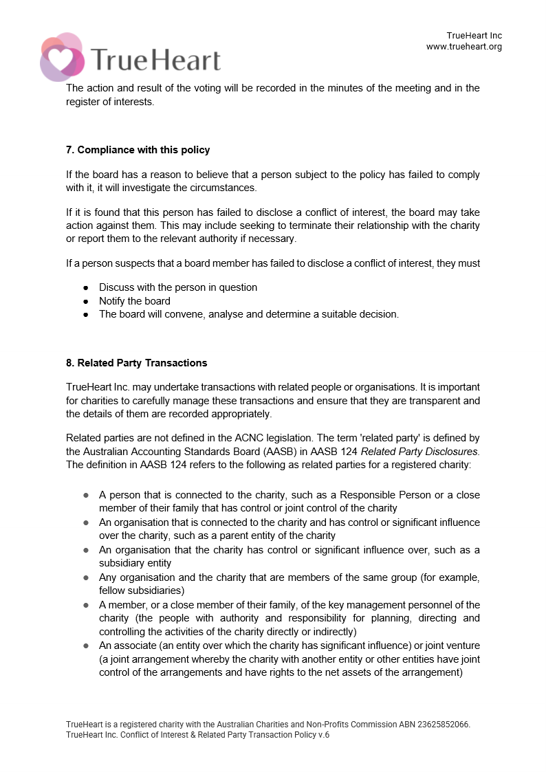 Conflict of Interest and Related Party Transaction Policy Page 4 of 5