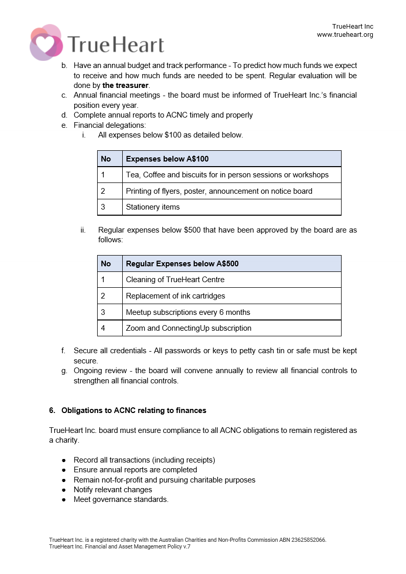 Financial and Asset Management Policy Page 3 of 8