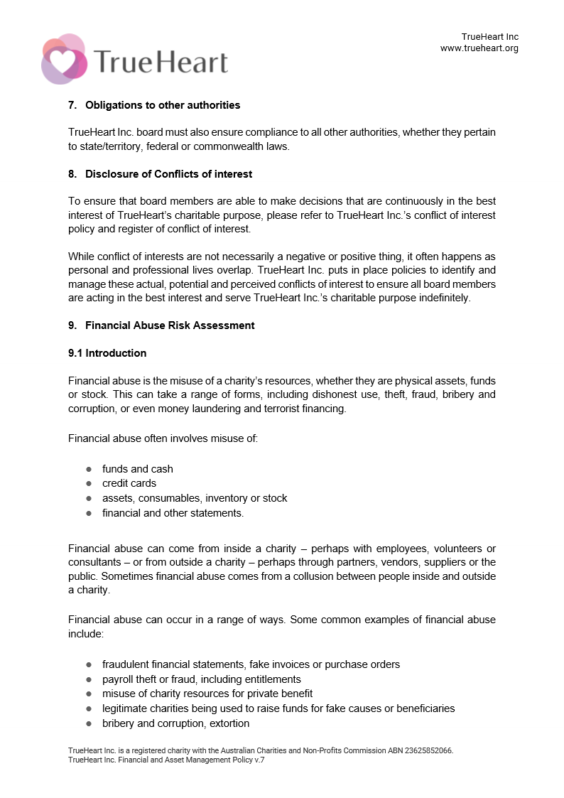 Financial and Asset Management Policy Page 4 of 8
