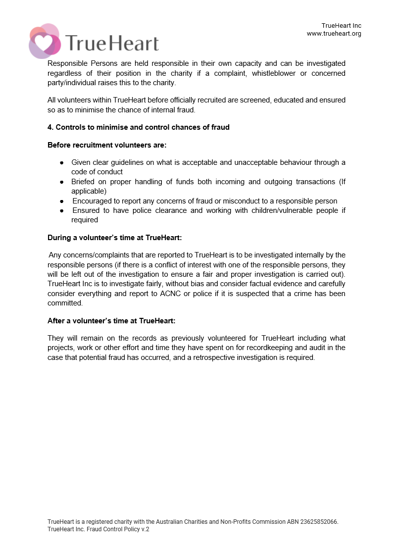 Fraud Control Policy Page 2 of 2
