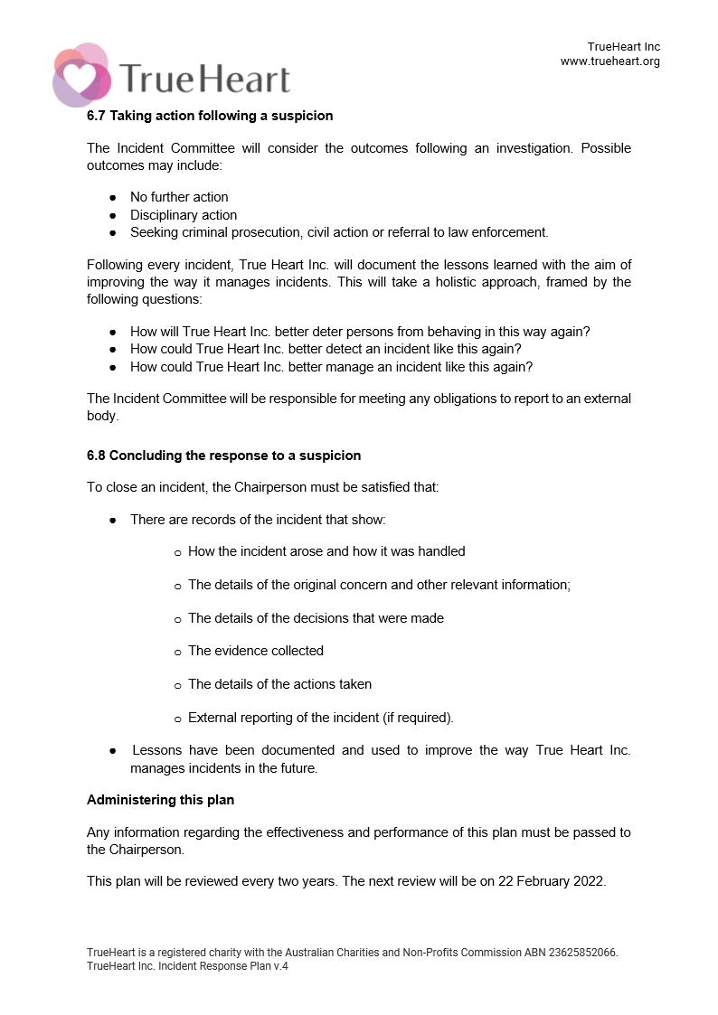 Incident Response Plan Page 5 of 5