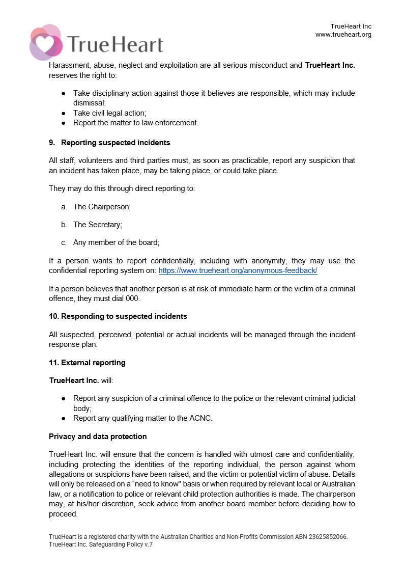 Safeguarding Policy Page 6 of 7