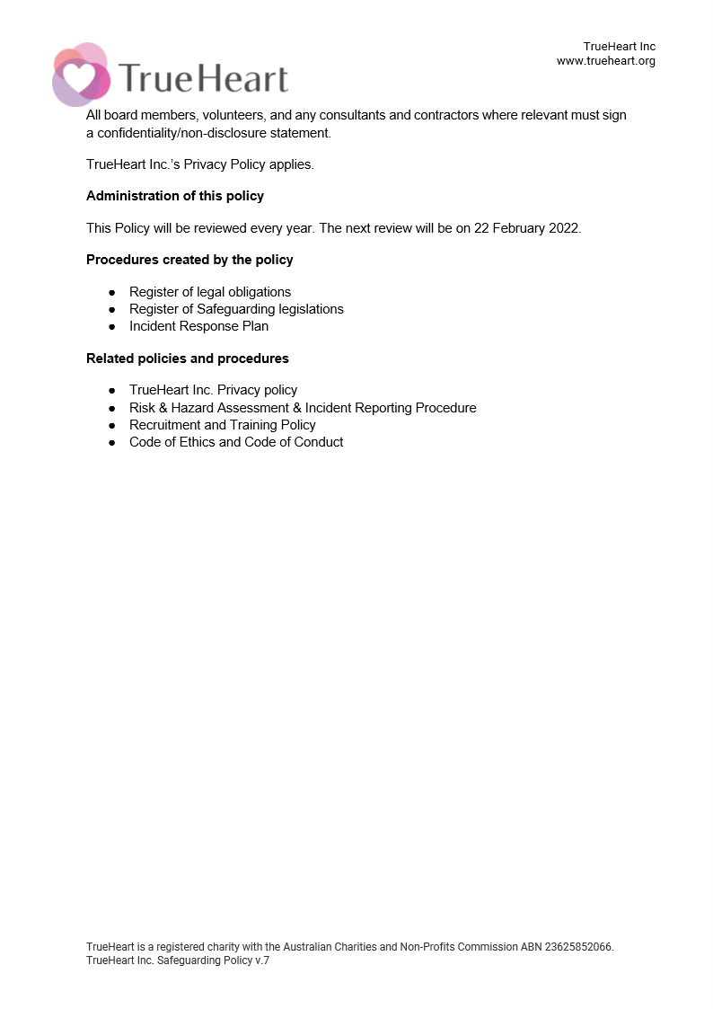 Safeguarding Policy Page 7 of 7